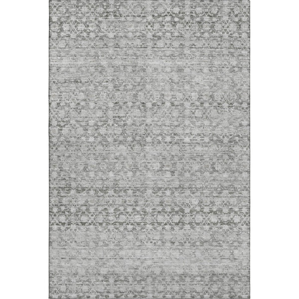 HomeRoots 8' X 10' Gray And Silver Striped Washable Area Rug – Stylish, Durable, UV-Protected for Busy Homes 700003