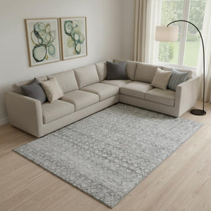 HomeRoots 9' Gray and Silver Striped Washable Area Rug – UV Protected, Durable, and Perfect for Busy Homes! 700004