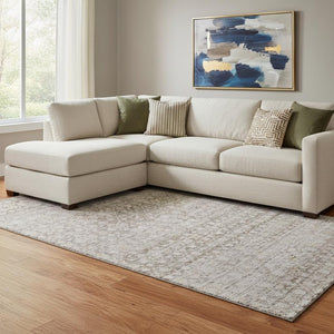 HomeRoots 8' X 10' Taupe and Beige Striped Area Rug - Durable, Washable, UV-Protected for Busy Homes 700009
