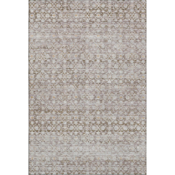 HomeRoots 8' X 10' Taupe and Beige Striped Area Rug - Durable, Washable, UV-Protected for Busy Homes 700009