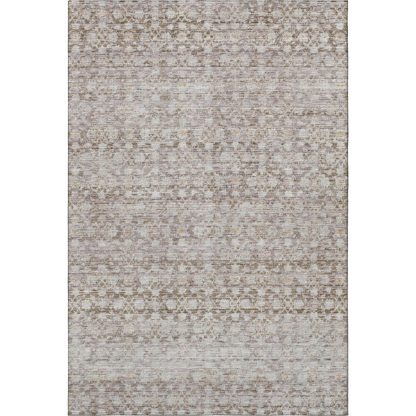 HomeRoots 8' X 10' Taupe and Beige Striped Area Rug - Durable, Washable, UV-Protected for Busy Homes 700009