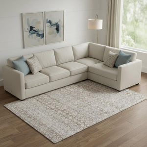 HomeRoots 9' X 12' Taupe & Beige Striped Washable Area Rug with UV Protection for High-Traffic Spaces 700010