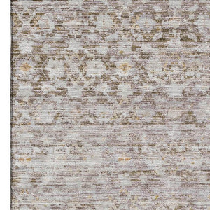 HomeRoots 10' Taupe and Beige Striped Washable Area Rug - Durable, UV Protected, Pet-Friendly Design for Living Spaces 700011