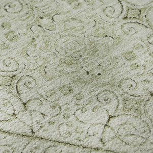 HomeRoots 8' Artichoke Green & Ivory Geometric Washable Round Rug - Durable, UV-Protected & Easy-Clean Design 700014