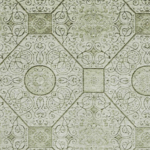 HomeRoots 9' X 12' Artichoke Green Geometric Washable Area Rug - UV Protected, Stain-Resistant, Non-Slip Design 700016