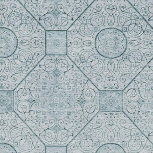 HomeRoots 5' X 8' Aqua & Ivory Geometric Area Rug - Washable, UV-Protected, Durable for Homes with Kids & Pets 700019