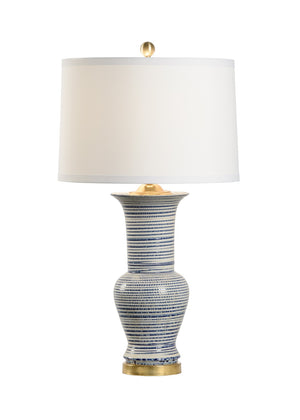 Chelsea House Beehive Ceramic Urn Lamp In Blue & White Glaze With Antique Brass Mounting — Sculptural Ambient Light 70002