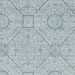 HomeRoots 9' X 12' Aqua and Ivory Geometric Area Rug - Soft, Durable, Washable with UV Protection for Families 700022