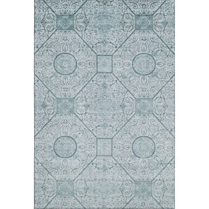 HomeRoots 10' Aqua and Ivory Geometric Area Rug - Washable, UV Protected, Stain Resistant for Busy Homes! 700023