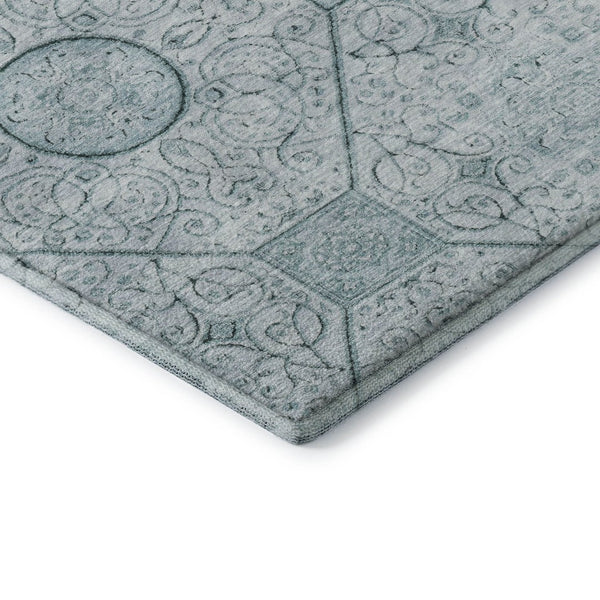 HomeRoots 10' Aqua and Ivory Geometric Area Rug - Washable, UV Protected, Stain Resistant for Busy Homes! 700023