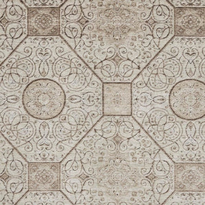 HomeRoots 5' X 8' Beige and Brown Geometric Area Rug - Washable, UV Resistant, Stain-Proof, Modern Design 700025