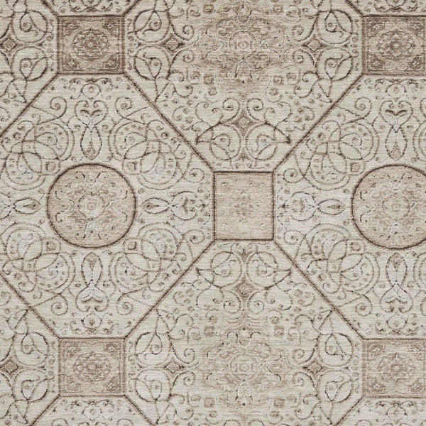 HomeRoots 5' X 8' Beige and Brown Geometric Area Rug - Washable, UV Resistant, Stain-Proof, Modern Design 700025