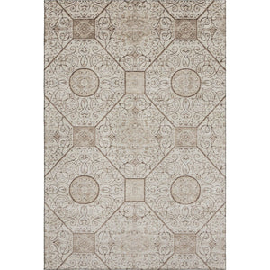 HomeRoots 8' X 10' Beige & Brown Geometric Washable Area Rug - UV Protected, Durable, Stain-Resistant Design 700027