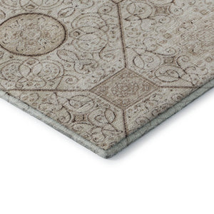 HomeRoots 8' X 10' Beige & Brown Geometric Washable Area Rug - UV Protected, Durable, Stain-Resistant Design 700027