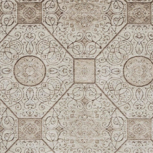 HomeRoots 8' X 10' Beige & Brown Geometric Washable Area Rug - UV Protected, Durable, Stain-Resistant Design 700027