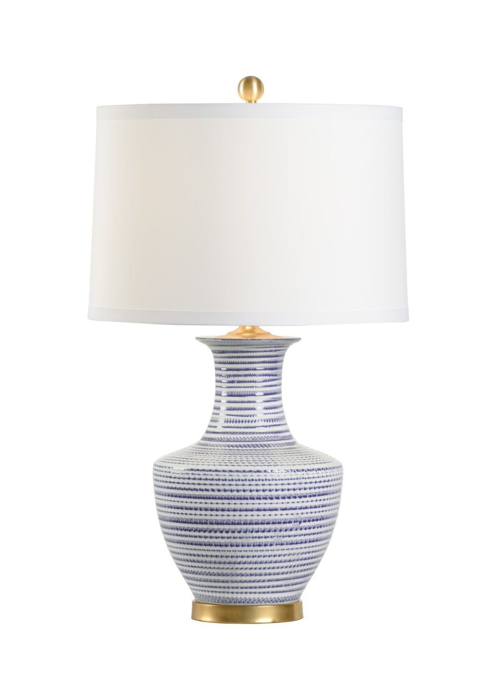 Chelsea House Classic Ceramic Table Lamp With Blue-And-White Textured Glaze And Antique Brass Mounting, 31" H 70003