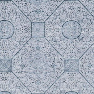 HomeRoots 8' X 10' Blue and Ivory Geometric Area Rug – Washable, UV-Resistant, Durable for Busy Homes 700033