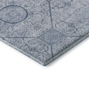 HomeRoots 9' X 12' Blue and Ivory Geometric Area Rug - Washable, UV-Protected, Durable, Stylish Design for Any Room 700034