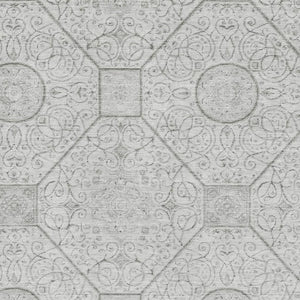 HomeRoots 5' X 8' Silver and Gray Geometric Area Rug - Washable, Stain Resistant, UV Protected for All Spaces 700037