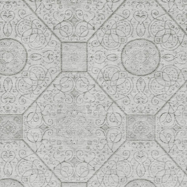HomeRoots 8' X 10' Silver and Gray Geometric Area Rug - Washable, UV Protected, Perfect for Busy Homes 700039