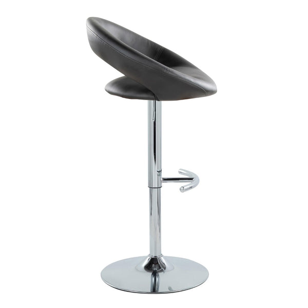 English Elm Posh Adjustable Barstool Set Of 2 With Chrome Base & Black Faux Leather - Stylish Swivel Comfort B202S00997-GIGA