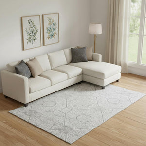 HomeRoots 10' X 14' Silver and Gray Geometric Washable Area Rug - Durable, Stylish, UV-Protected for High-Traffic Spaces 700041