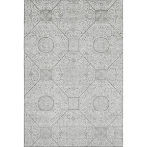 HomeRoots 10' X 14' Silver and Gray Geometric Washable Area Rug - Durable, Stylish, UV-Protected for High-Traffic Spaces 700041