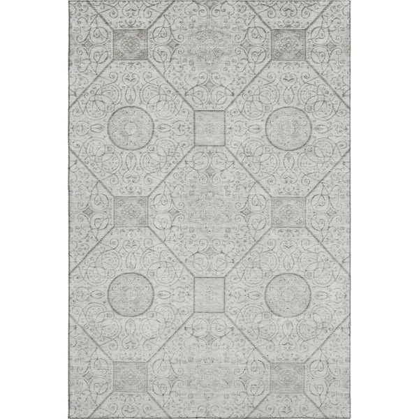 HomeRoots 10' X 14' Silver and Gray Geometric Washable Area Rug - Durable, Stylish, UV-Protected for High-Traffic Spaces 700041