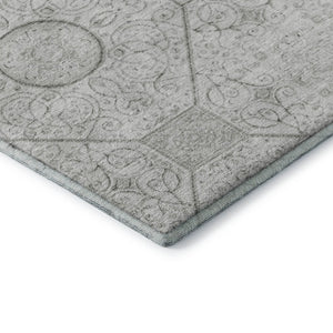 HomeRoots 10' X 14' Silver and Gray Geometric Washable Area Rug - Durable, Stylish, UV-Protected for High-Traffic Spaces 700041