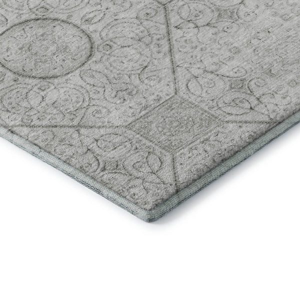 HomeRoots 10' X 14' Silver and Gray Geometric Washable Area Rug - Durable, Stylish, UV-Protected for High-Traffic Spaces 700041