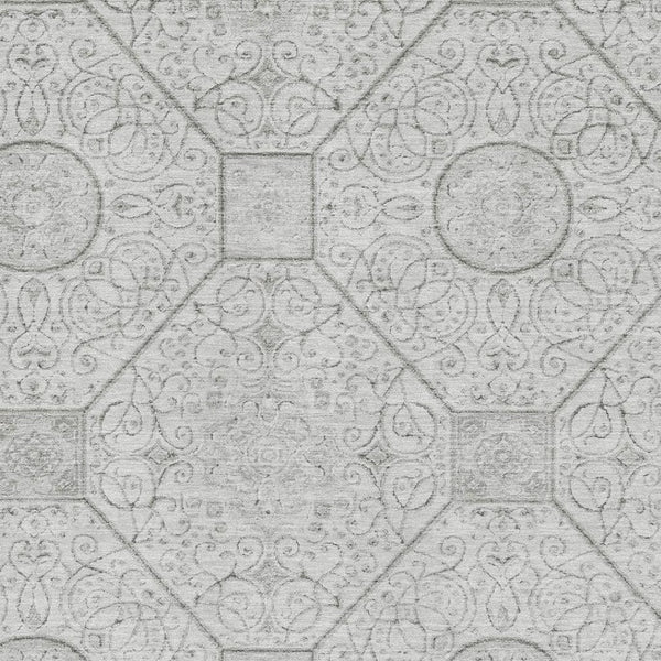 HomeRoots 10' X 14' Silver and Gray Geometric Washable Area Rug - Durable, Stylish, UV-Protected for High-Traffic Spaces 700041
