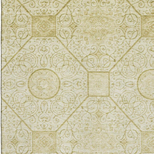HomeRoots 5' X 8' Wheat & Gold Geometric Area Rug - Stylish, Washable, UV-Protected for Modern Living Spaces 700043