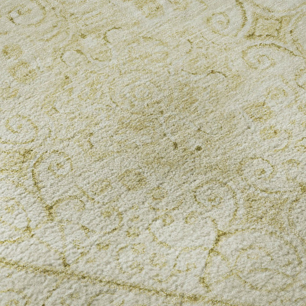 HomeRoots 8' Wheat And Gold Geometric Round Rug – Washable, UV Protected, Durable & Ideal for Any Space! 700044