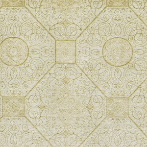 HomeRoots 8' X 10' Geometric Wheat and Gold Area Rug - Washable, UV Protected, Durable for High-Traffic Spaces 700045