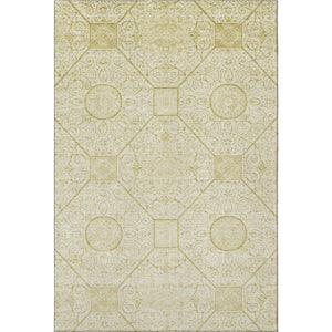 HomeRoots 8' X 10' Geometric Wheat and Gold Area Rug - Washable, UV Protected, Durable for High-Traffic Spaces 700045