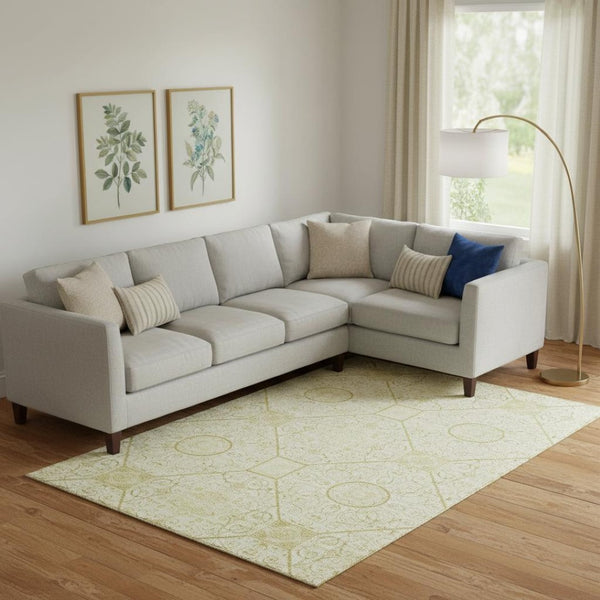 HomeRoots 9' X 12' Wheat & Gold Geometric Area Rug - Washable, Durable, Stain Resistant, UV Protected Design 700046