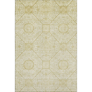 HomeRoots 9' X 12' Wheat & Gold Geometric Area Rug - Washable, Durable, Stain Resistant, UV Protected Design 700046