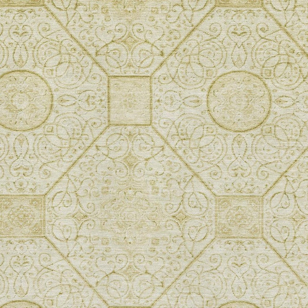 HomeRoots 9' X 12' Wheat & Gold Geometric Area Rug - Washable, Durable, Stain Resistant, UV Protected Design 700046