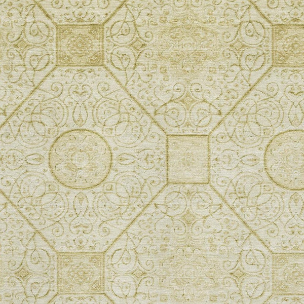 HomeRoots 10' Modern Wheat & Gold Geometric Washable Area Rug - Stain-Resistant, UV Protected & Durable Design 700047