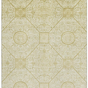 HomeRoots 10' Modern Wheat & Gold Geometric Washable Area Rug - Stain-Resistant, UV Protected & Durable Design 700047