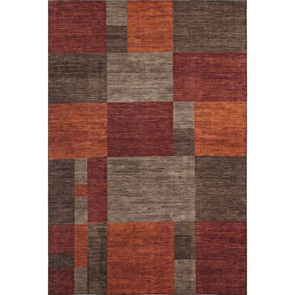 HomeRoots 5' X 8' Chocolate Orange & Rust Geometric Area Rug – Stylish, Washable, UV Protected for Homes 700049
