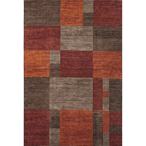 HomeRoots 8' X 10' Modern Geometric Chocolate Orange Area Rug – Durable, Stain-Resistant & UV-Protected Design! 700051