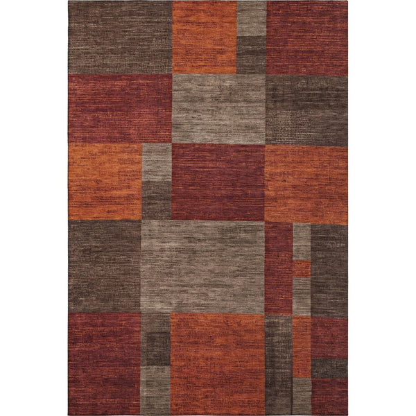 HomeRoots 8' X 10' Modern Geometric Chocolate Orange Area Rug – Durable, Stain-Resistant & UV-Protected Design! 700051