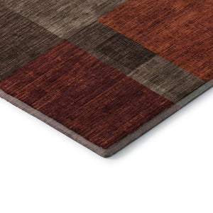 HomeRoots 8' X 10' Modern Geometric Chocolate Orange Area Rug – Durable, Stain-Resistant & UV-Protected Design! 700051