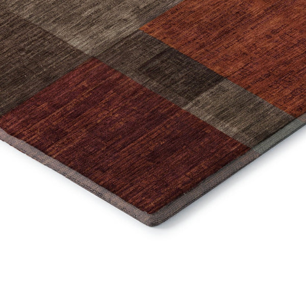 HomeRoots 8' X 10' Modern Geometric Chocolate Orange Area Rug – Durable, Stain-Resistant & UV-Protected Design! 700051