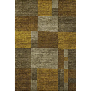 HomeRoots 9' X 12' Modern Geometric Washable Area Rug in Pewter Gold & Brown - UV Protected & Stain Resistant 700058
