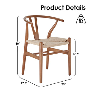 English Elm STARY Solid Wood Wishbone Dining Chair with Ergonomic Curved Back & Armrest, Eco-Friendly Comfort Walnut T3623P380998