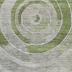 HomeRoots 8' X 10' Stylish Geometric Artichoke Green & Gray Washable Area Rug with UV Protection for Homes 700063