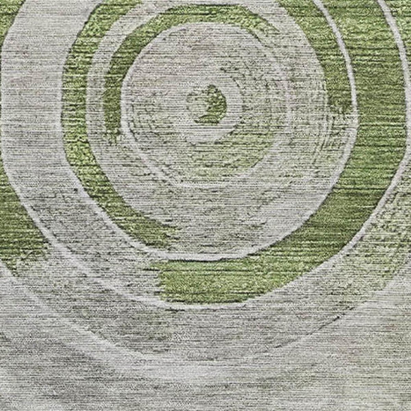 HomeRoots 8' X 10' Stylish Geometric Artichoke Green & Gray Washable Area Rug with UV Protection for Homes 700063