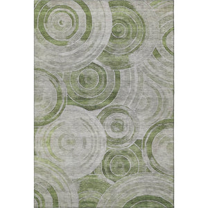 HomeRoots 8' X 10' Stylish Geometric Artichoke Green & Gray Washable Area Rug with UV Protection for Homes 700063